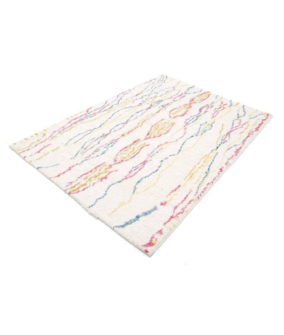 Hand Knotted Tribal Moroccan Wool Rug - 5'0'' x 7'3''