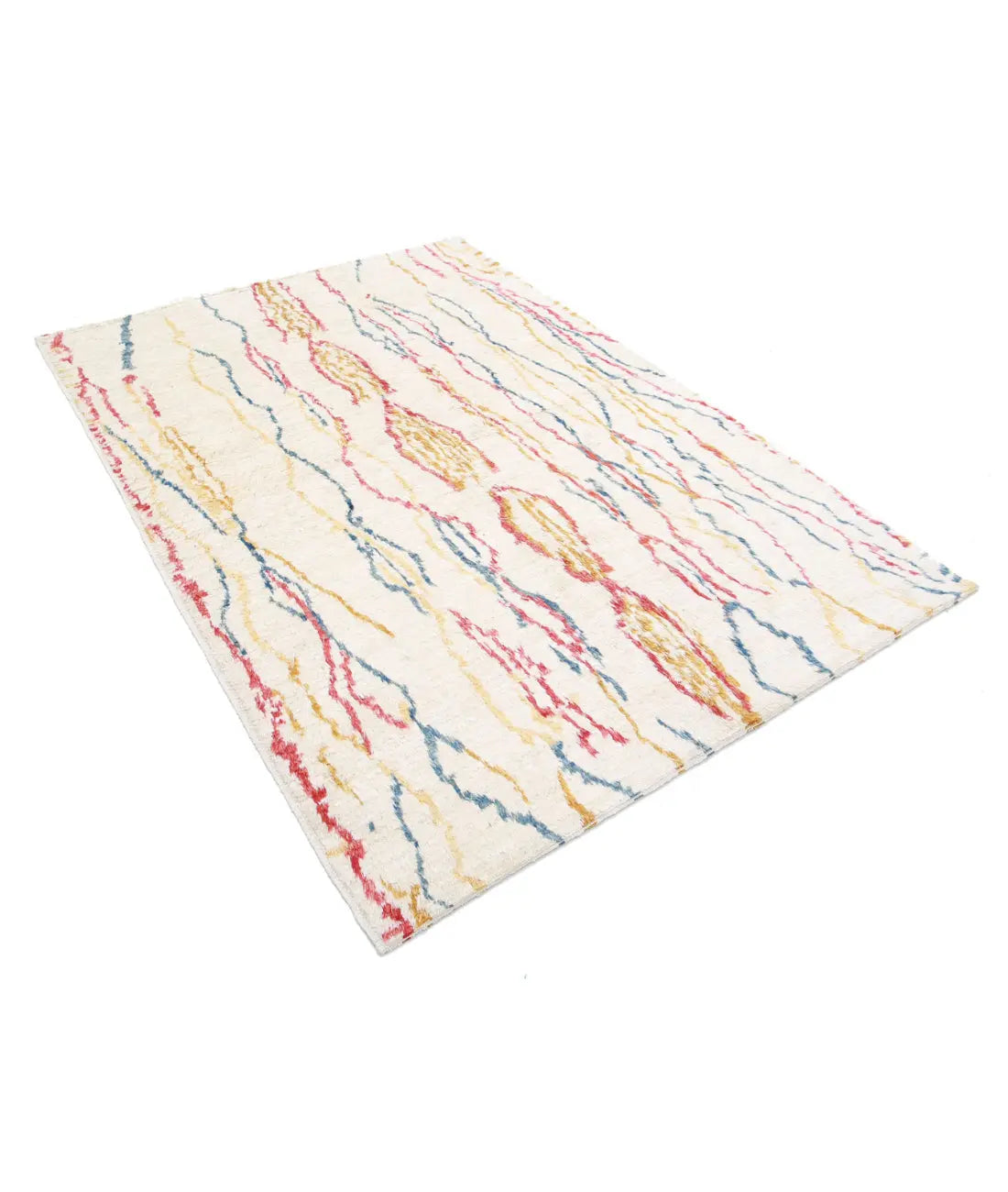 Hand Knotted Tribal Moroccan Wool Rug - 5'0'' x 7'3''