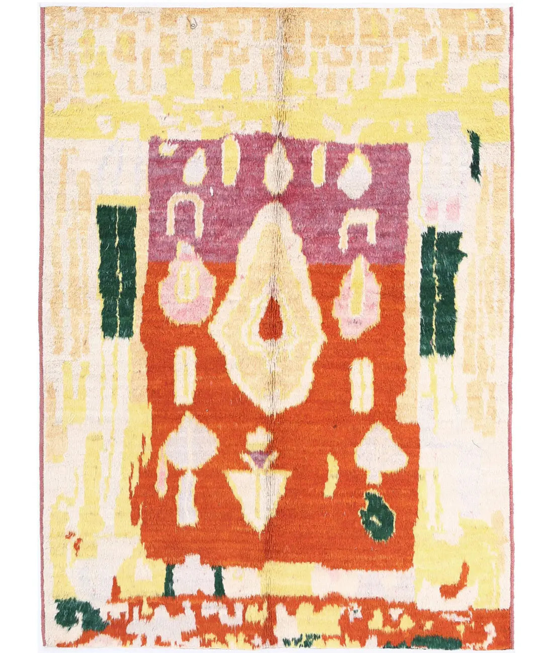 Hand Knotted Tribal Moroccan Wool Rug - 5'1'' x 7'0''