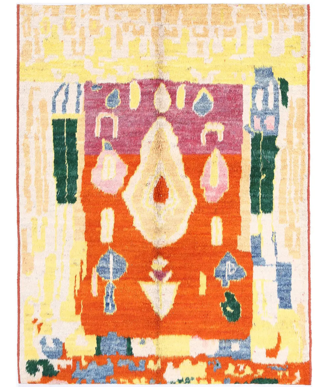 Hand Knotted Tribal Moroccan Wool Rug - 5'3'' x 6'11''