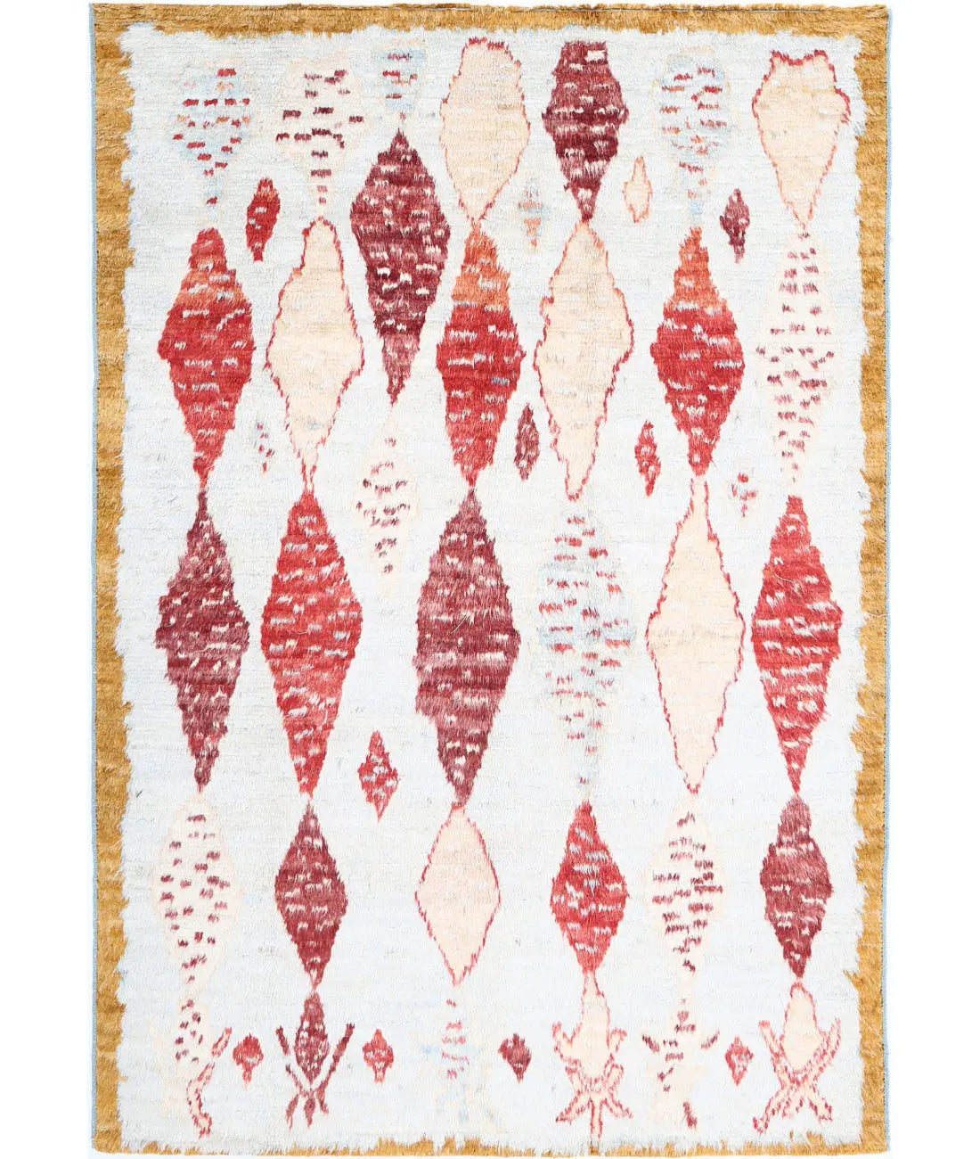 Hand Knotted Tribal Moroccan Wool Rug - 6'2'' x 9'1''