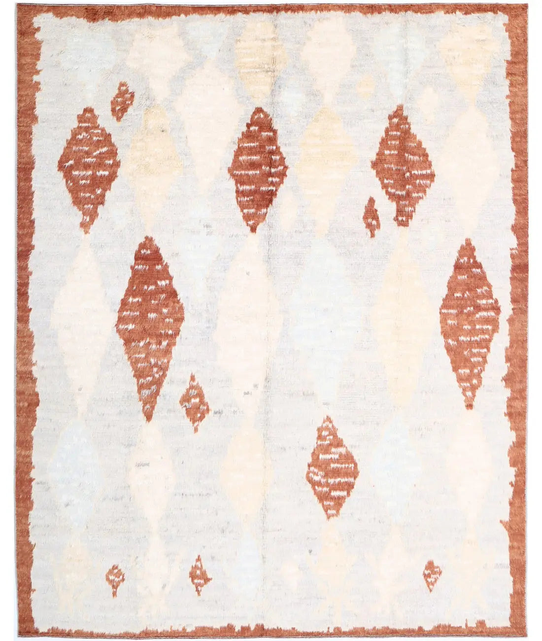 Hand Knotted Tribal Moroccan Wool Rug - 8'2'' x 10'0''