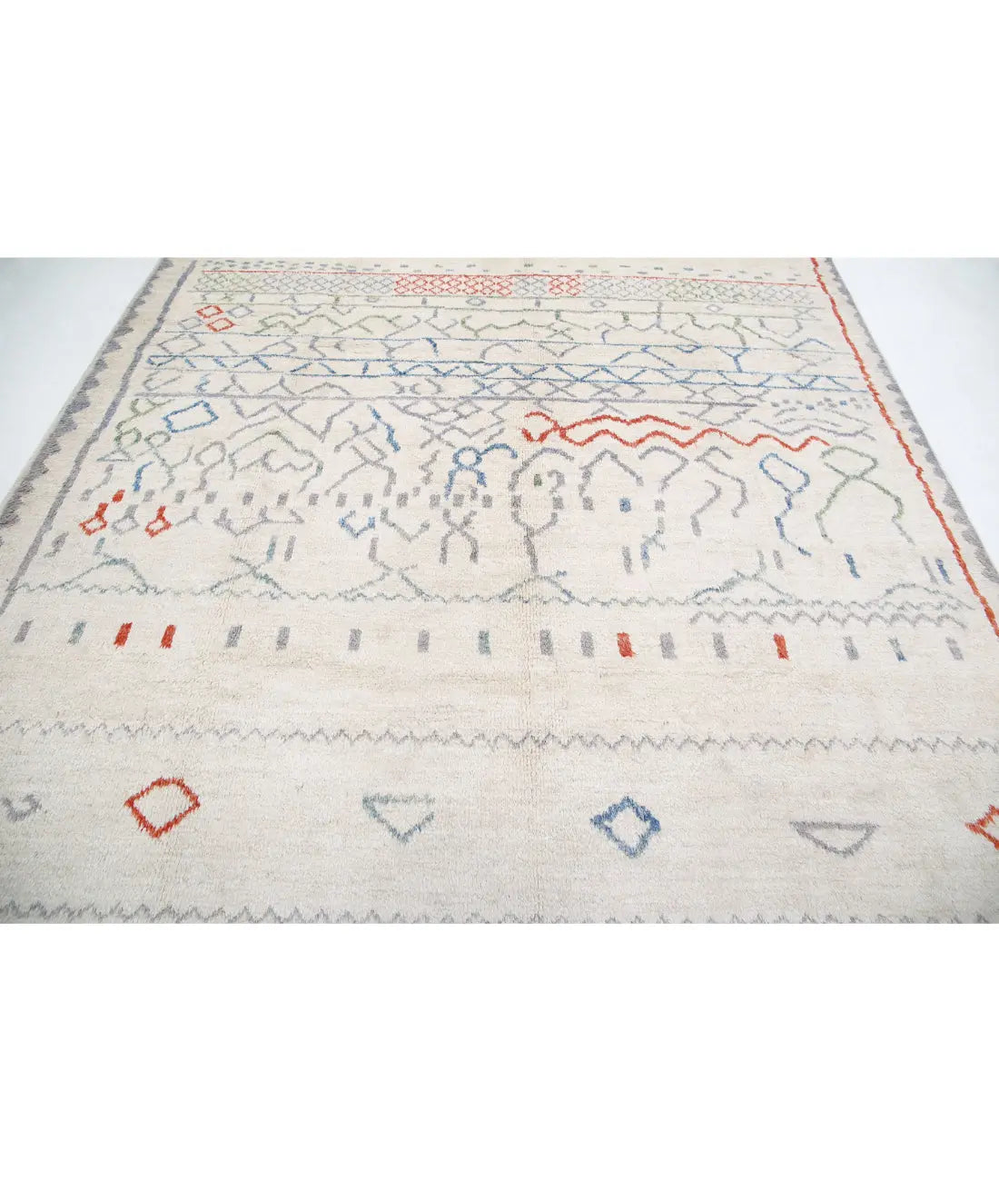 Alfombra de lana marroquí tribal anudada a mano - 8'6'' x 9'9''