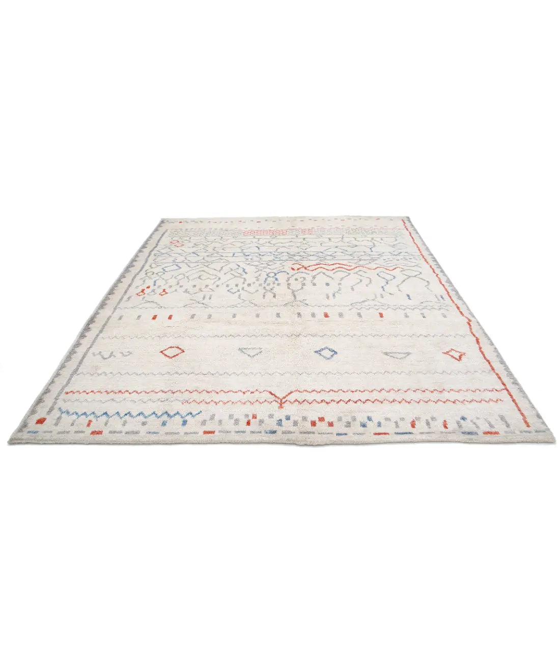 Alfombra de lana marroquí tribal anudada a mano - 8'6'' x 9'9''