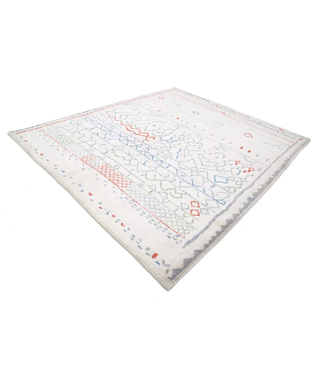 Alfombra de lana marroquí tribal anudada a mano - 8'6'' x 9'9''