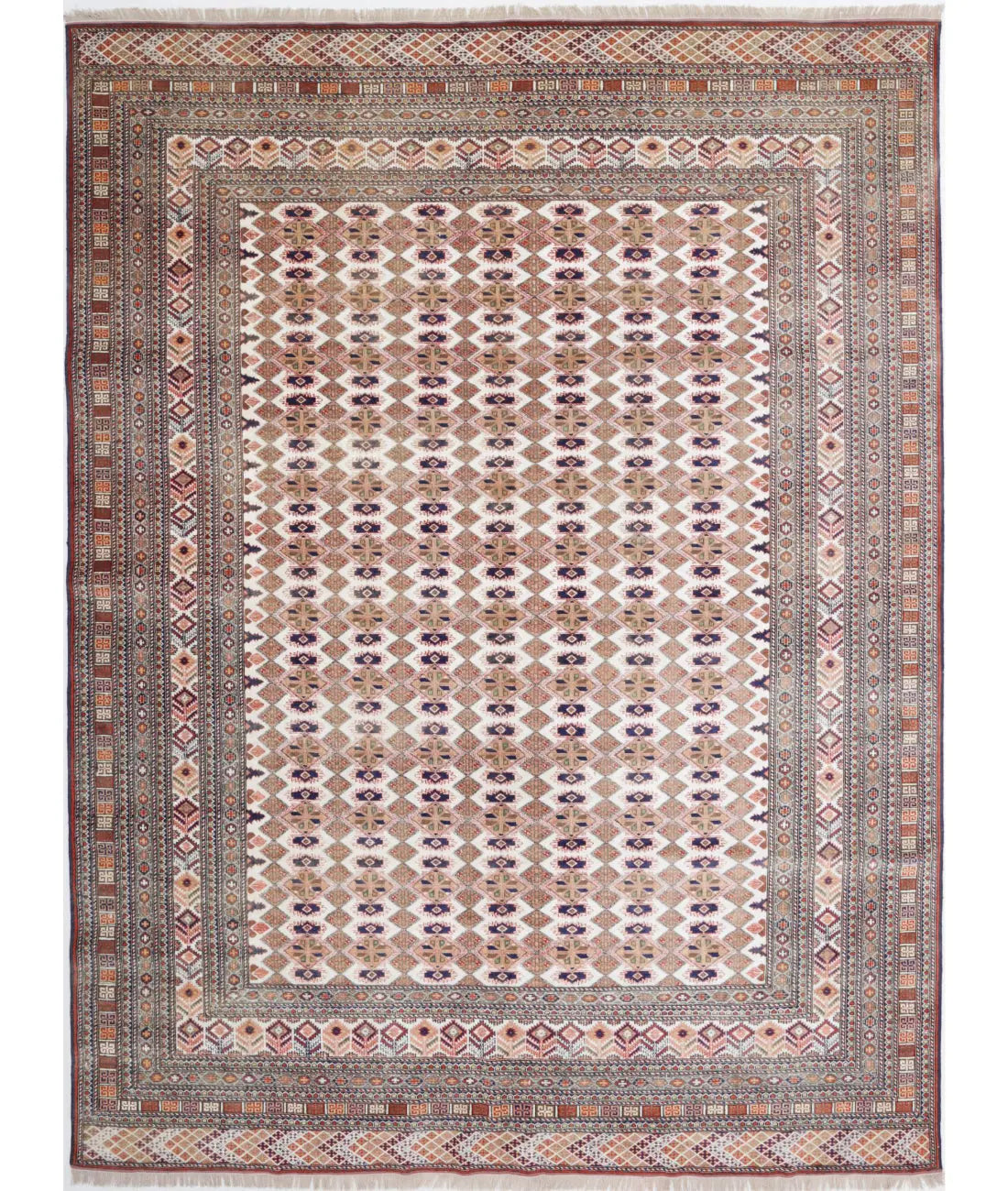 Hand Knotted Tribal Silk Tane Wool &amp; Silk Rug - 6&#39;9&#39;&#39; x 9&#39;2&#39;&#39; - Arteverk Rugs Area rug
