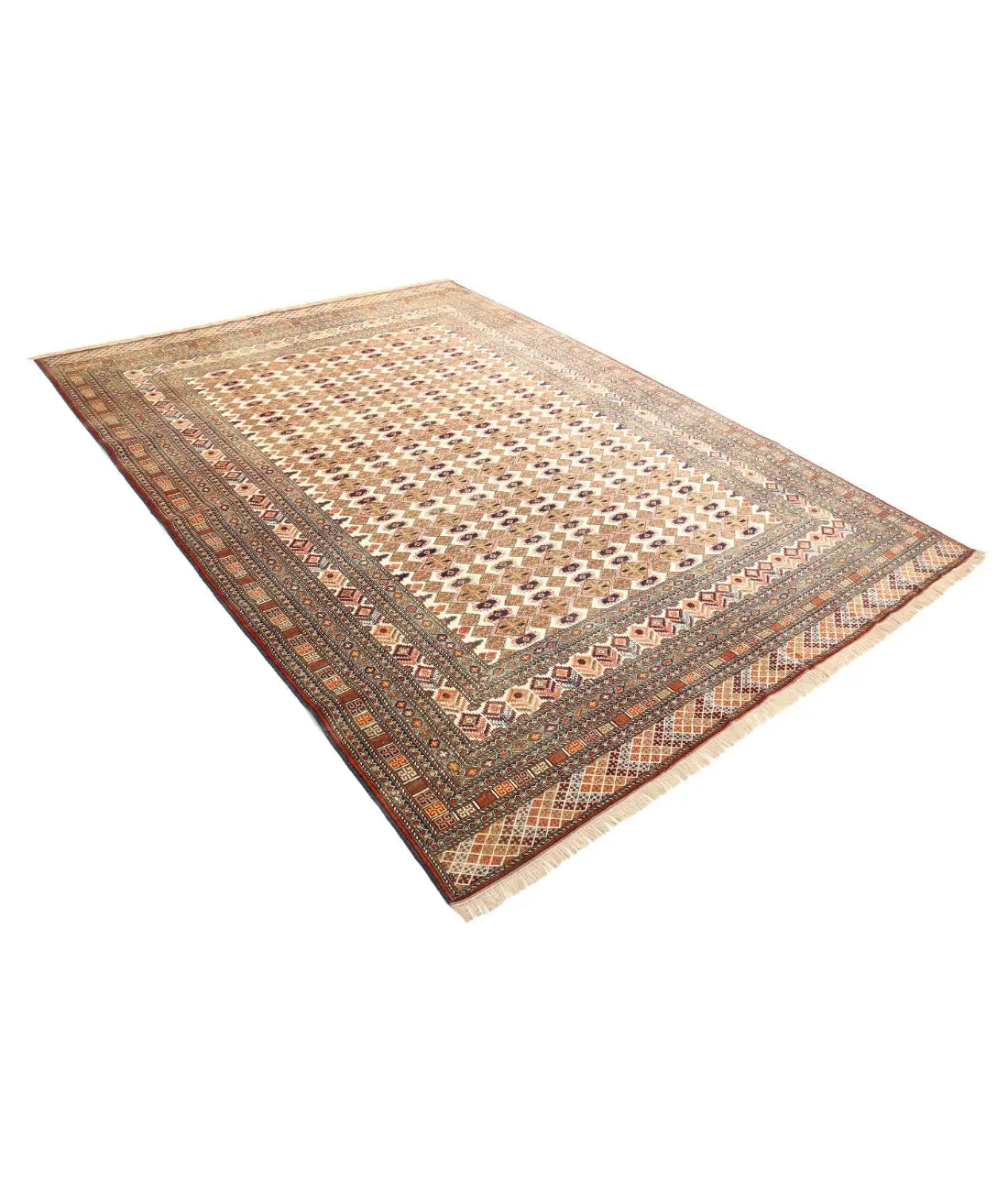 Hand Knotted Tribal Silk Tane Wool & Silk Rug - 6'9'' x 9'2'' - Arteverk Rugs Area rug