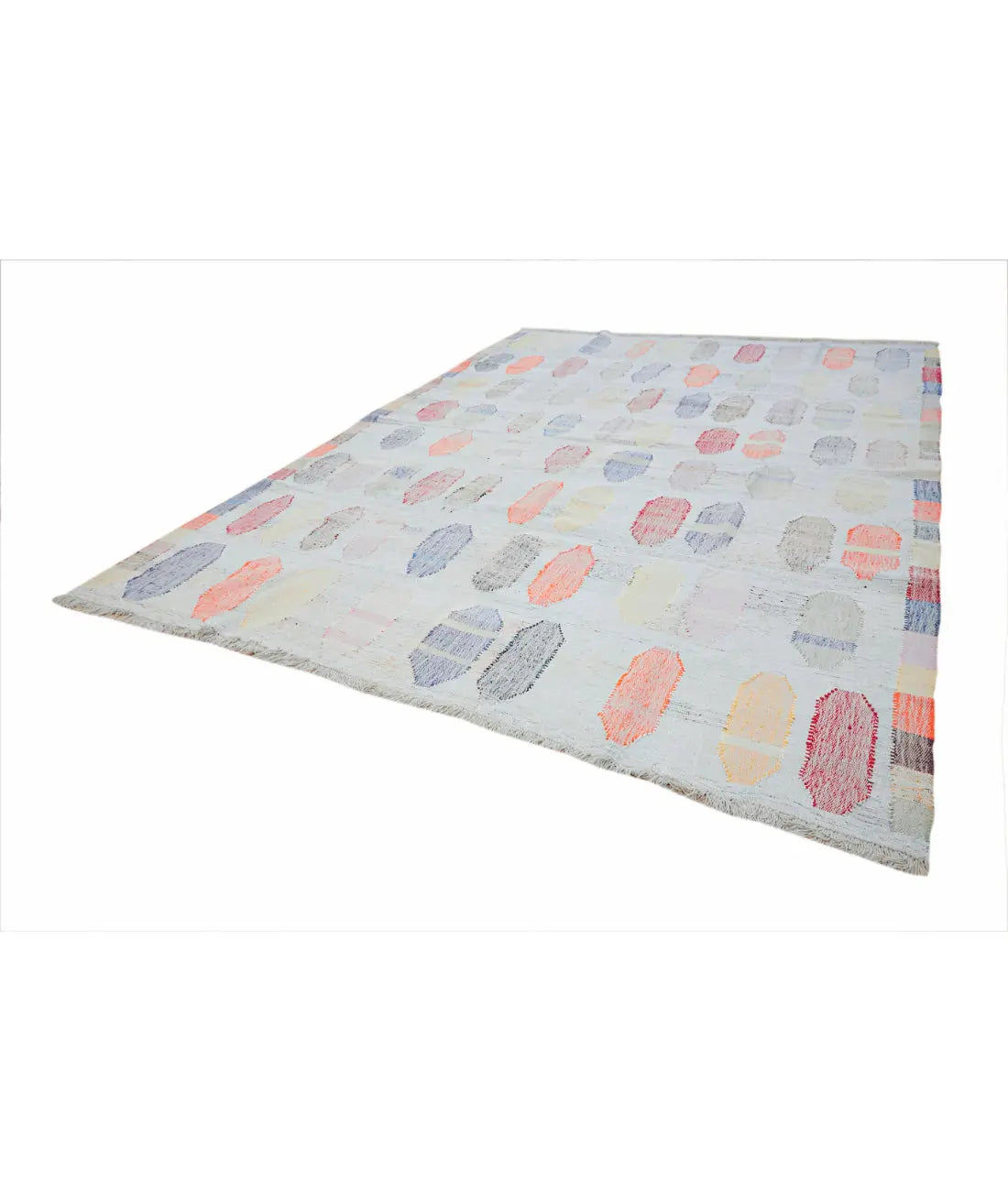 Hand Woven Modern Lily Cotton Kilim Rug - 10'0'' x 13'5''