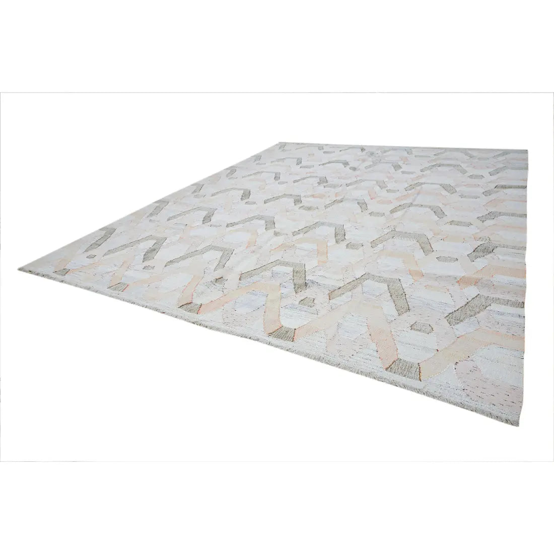 Hand Woven Modern Lily Cotton Kilim Rug - 12'0'' x 14'8''