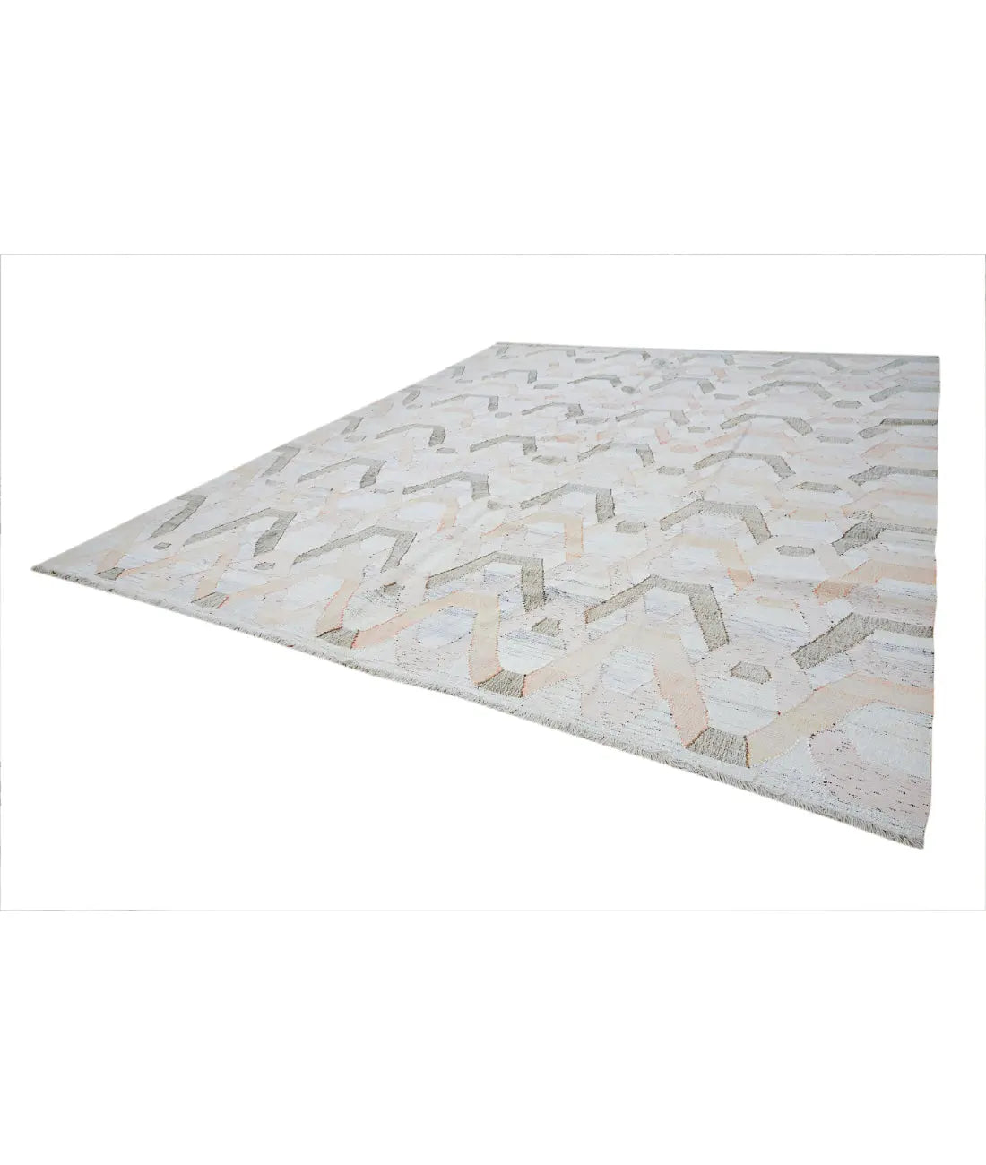 Hand Woven Modern Lily Cotton Kilim Rug - 12'0'' x 14'8''