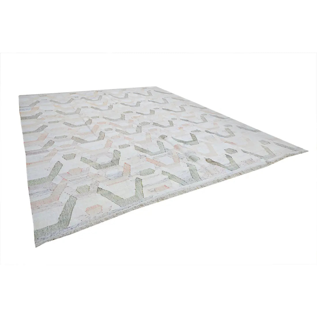 Hand Woven Modern Lily Cotton Kilim Rug - 12'0'' x 14'8''