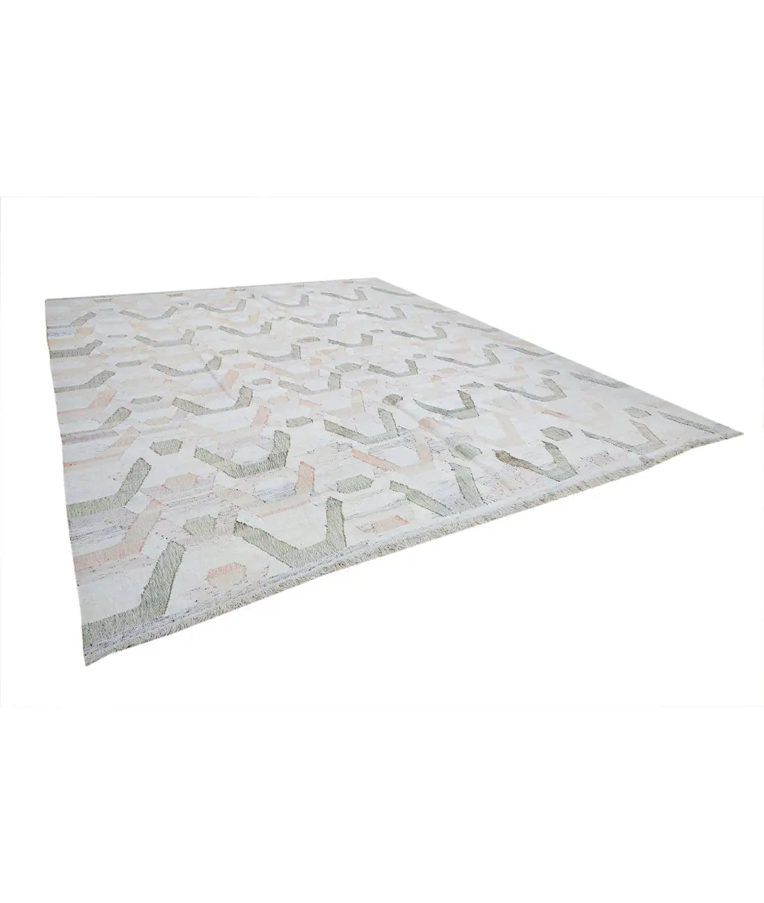 Hand Woven Modern Lily Cotton Kilim Rug - 12'0'' x 14'8''