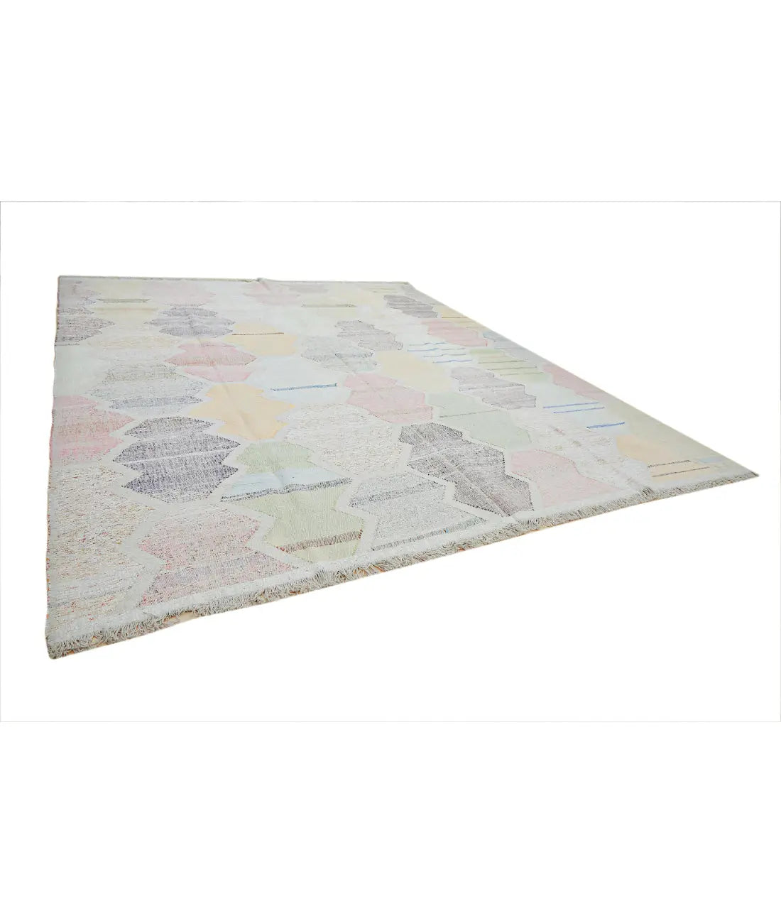 Hand Woven Modern Lily Cotton Kilim Rug - 12'1'' x 14'8''
