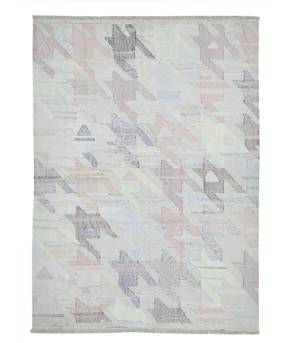 Hand Woven Modern Lily Cotton Kilim Rug - 9'8'' x 13'7''