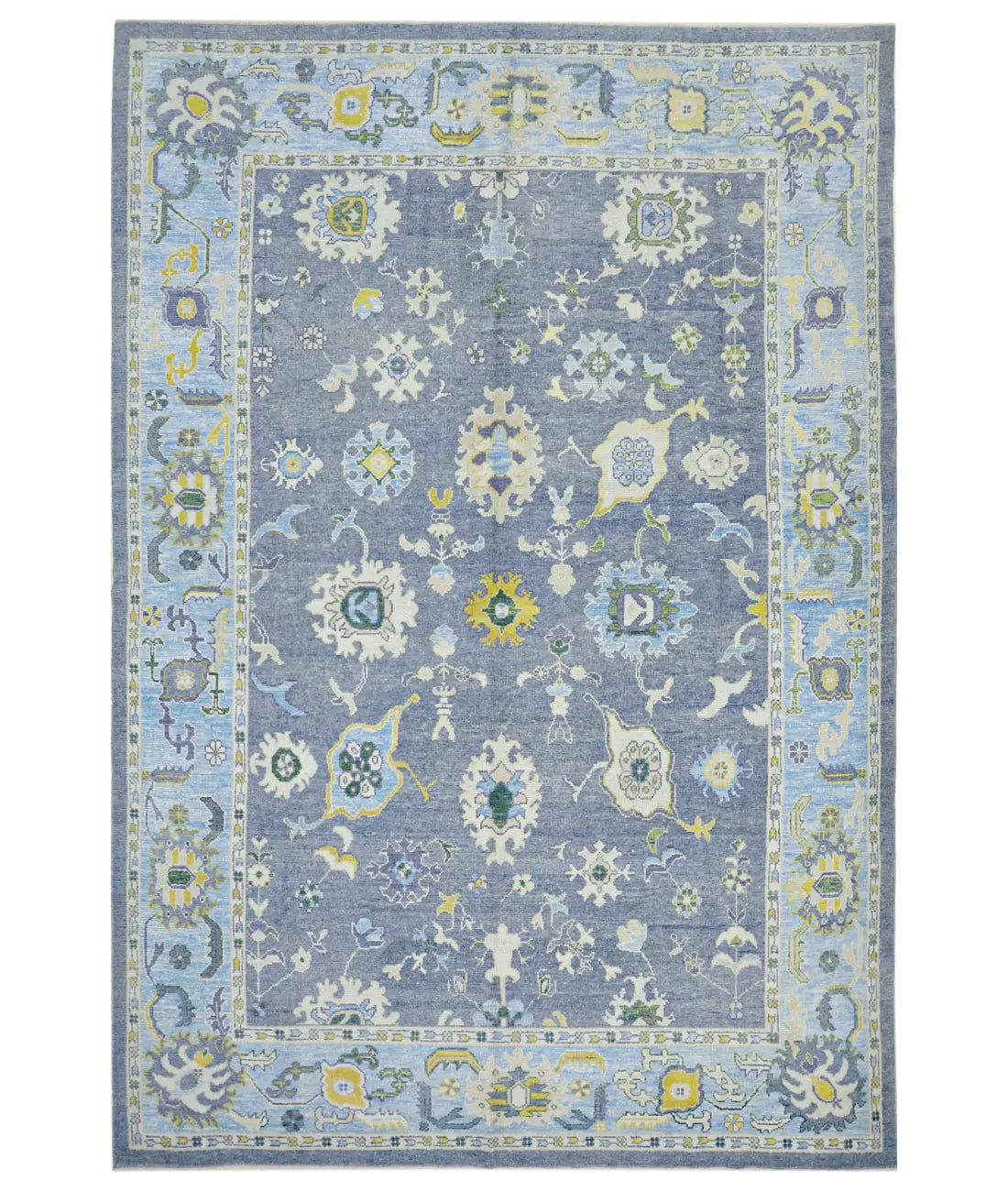 Hand Knotted Turkish Oushak Wool Rug - 10'1'' x 14'9''