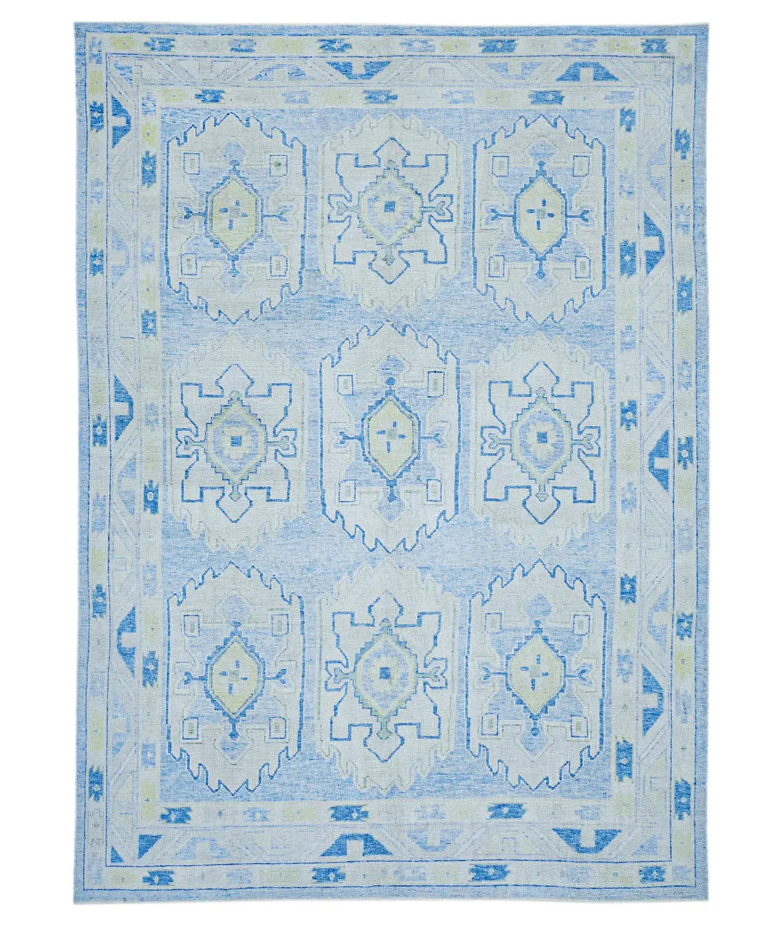 Hand Knotted Turkish Oushak Wool Rug - 9'2'' x 13'0''
