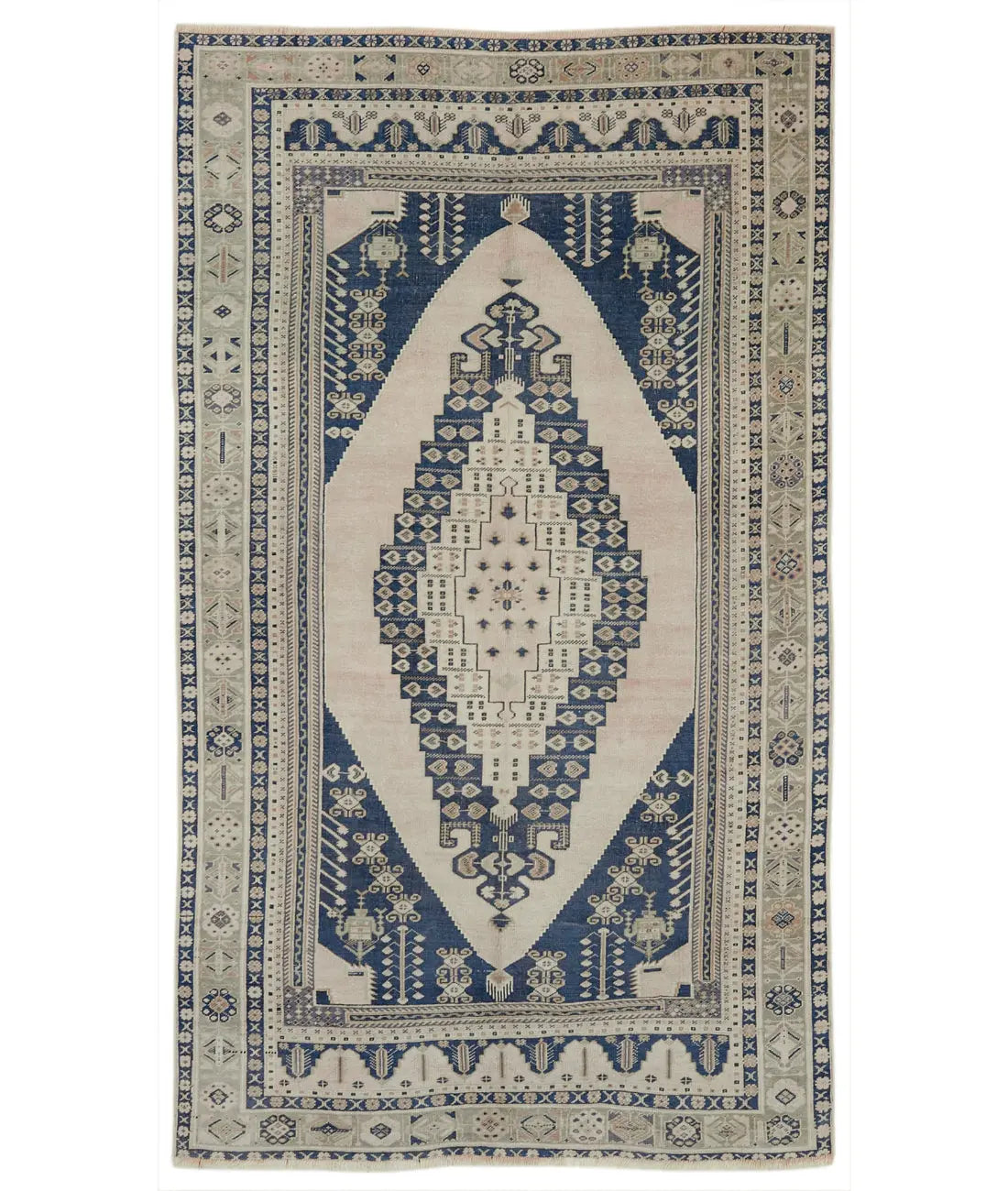 Hand Knotted Vintage Turkish Taspinar Wool Rug - 5'5'' x 9'6''