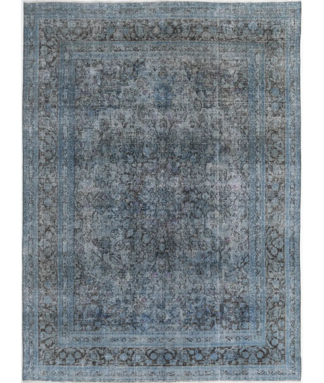 Hand Knotted Vintage Distressed Oriental Kashan Wool Rug - 7'11'' x 10'10''