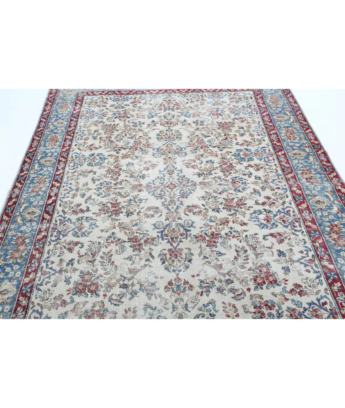 Hand Knotted Vintage Distressed Oriental Kerman Wool Rug - 5'10'' x 8'6''