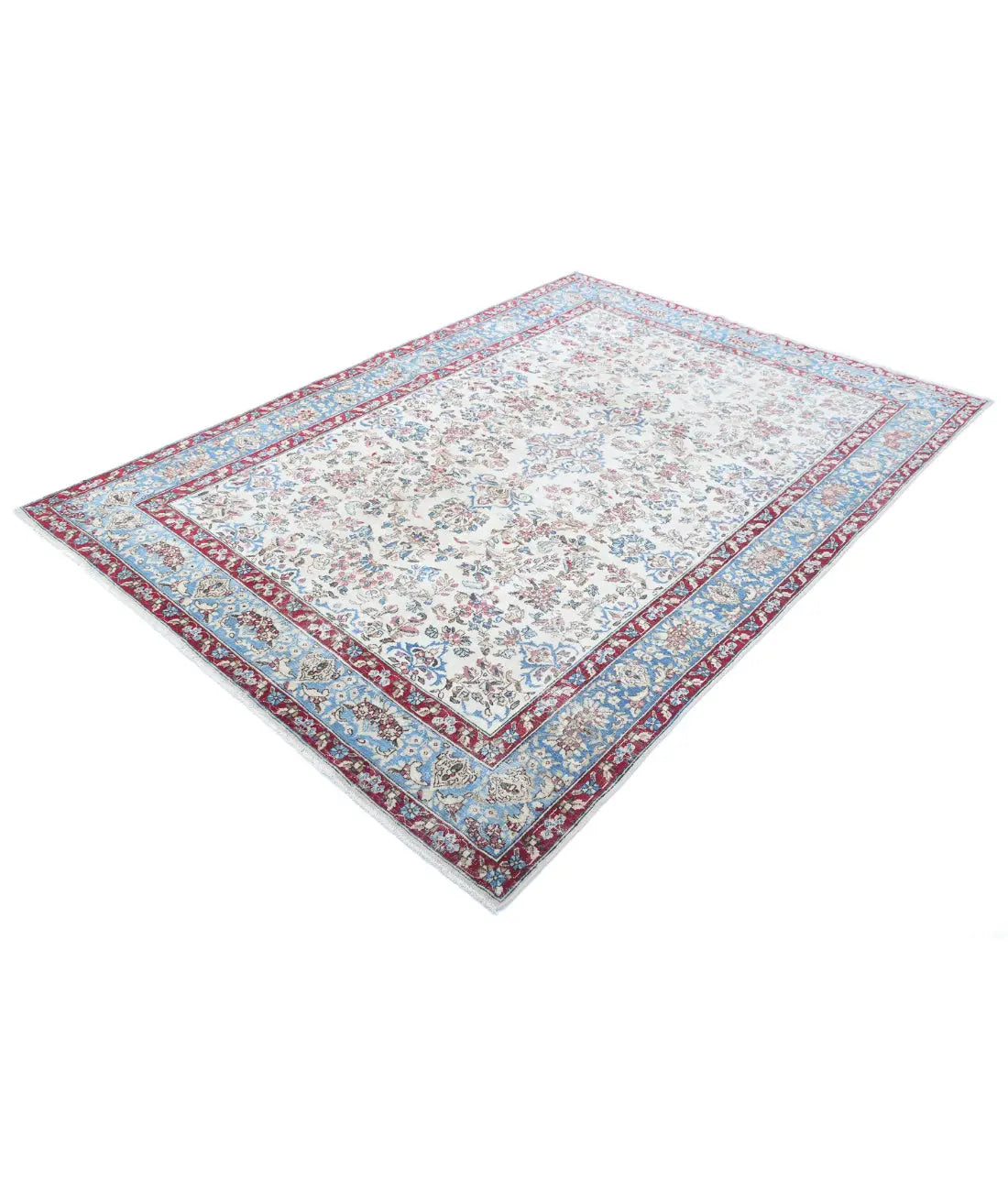 Hand Knotted Vintage Distressed Oriental Kerman Wool Rug - 5'10'' x 8'6''