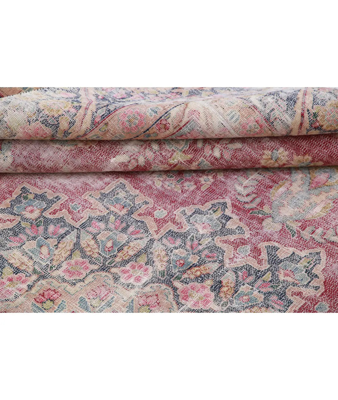 Hand Knotted Vintage Distressed Oriental Kerman Wool Rug - 8'5'' x 11'2''