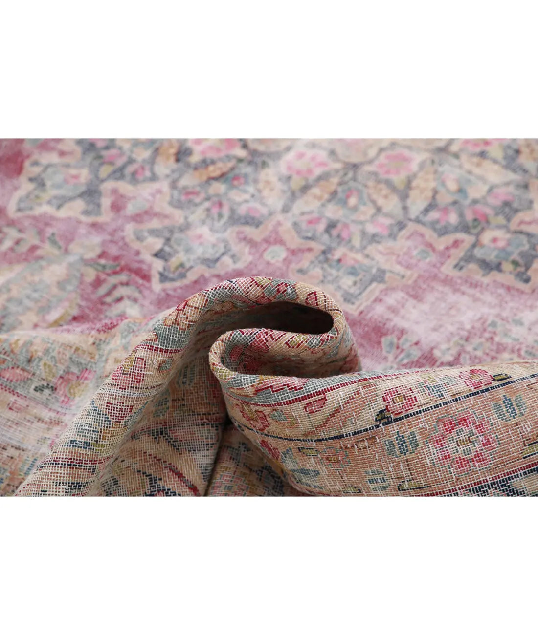 Hand Knotted Vintage Distressed Oriental Kerman Wool Rug - 8'5'' x 11'2''