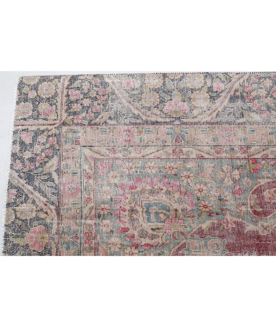 Hand Knotted Vintage Distressed Oriental Kerman Wool Rug - 8'5'' x 11'2''