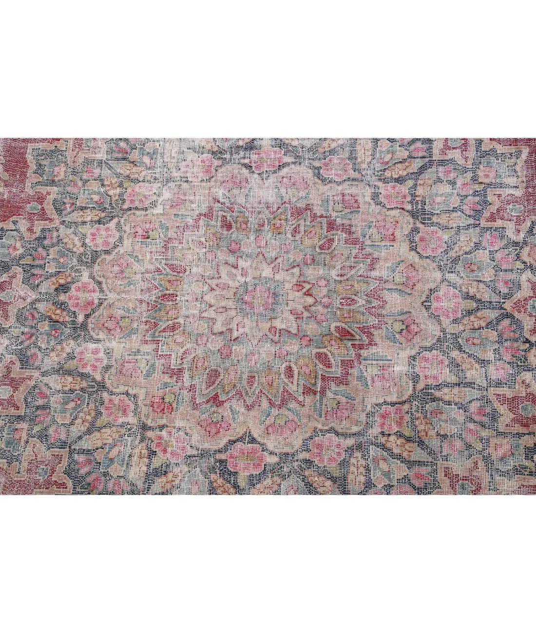 Hand Knotted Vintage Distressed Oriental Kerman Wool Rug - 8'5'' x 11'2''