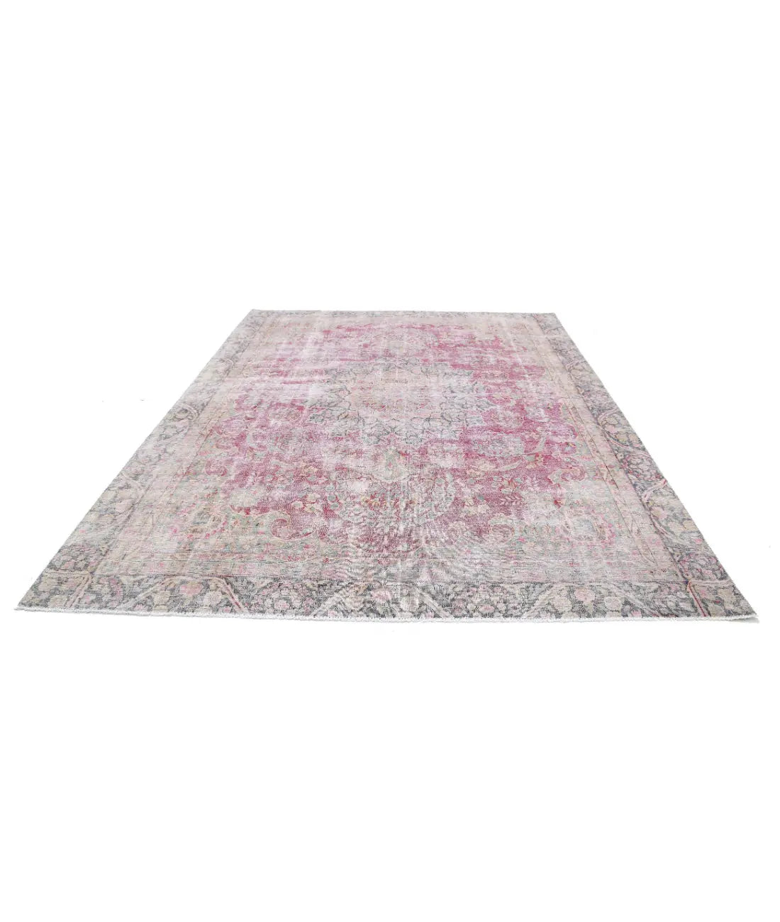Hand Knotted Vintage Distressed Oriental Kerman Wool Rug - 8'5'' x 11'2''