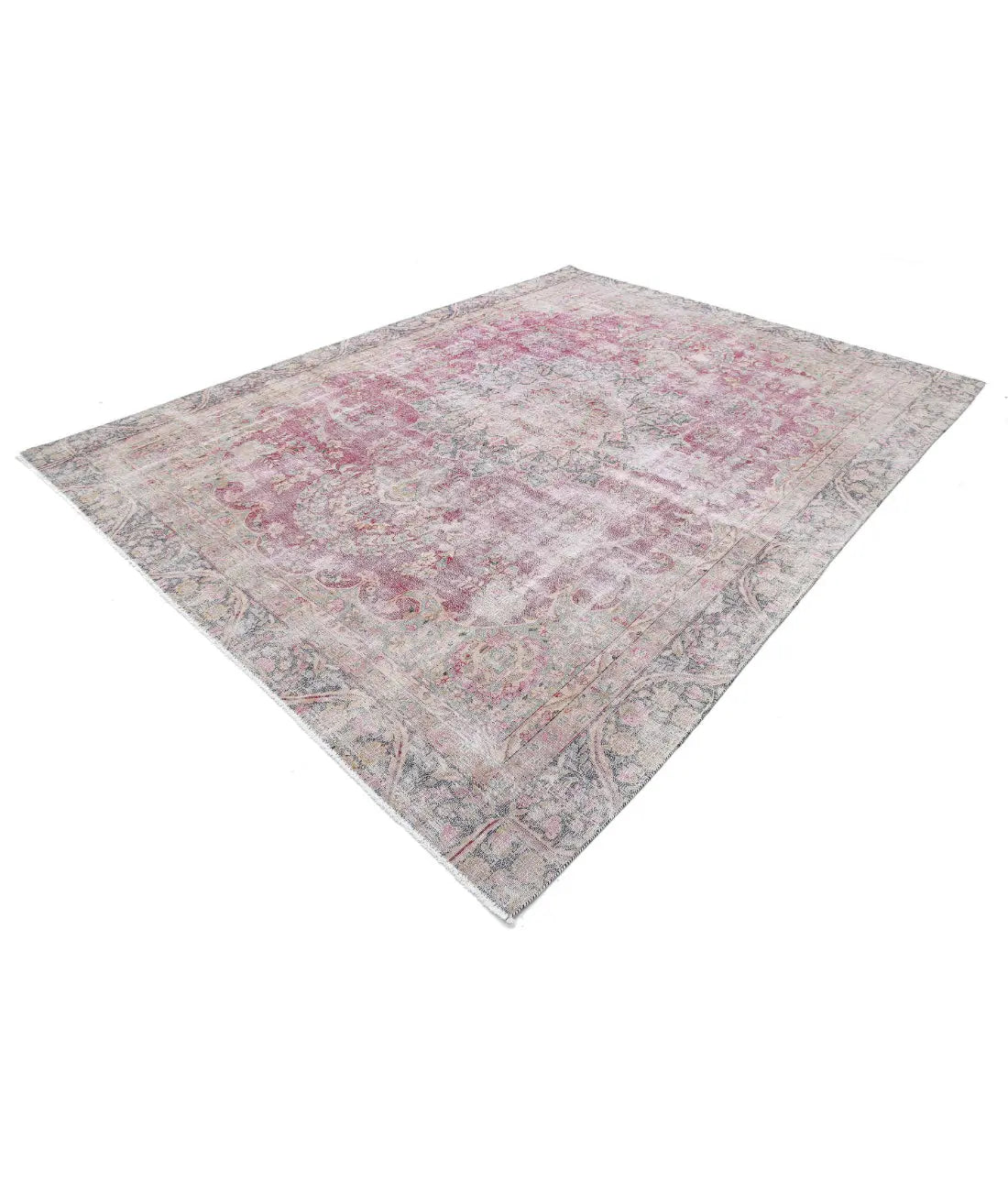 Hand Knotted Vintage Distressed Oriental Kerman Wool Rug - 8'5'' x 11'2''
