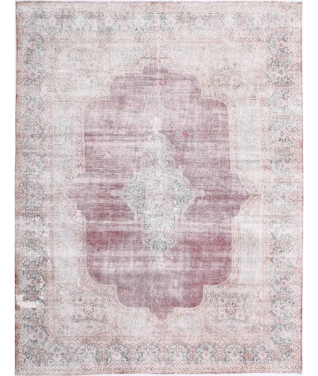Hand Knotted Vintage Distressed Oriental Kerman Wool Rug - 9'11'' x 12'7''