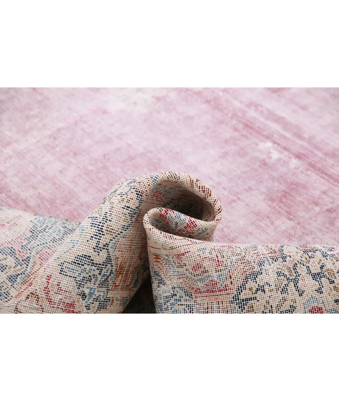 Hand Knotted Vintage Distressed Oriental Kerman Wool Rug - 9'11'' x 12'7''