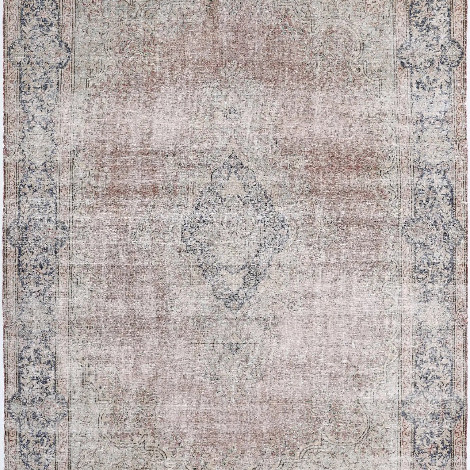Hand Knotted Vintage Distressed Oriental Tabriz Wool Rug - 9'6'' x 12'9''