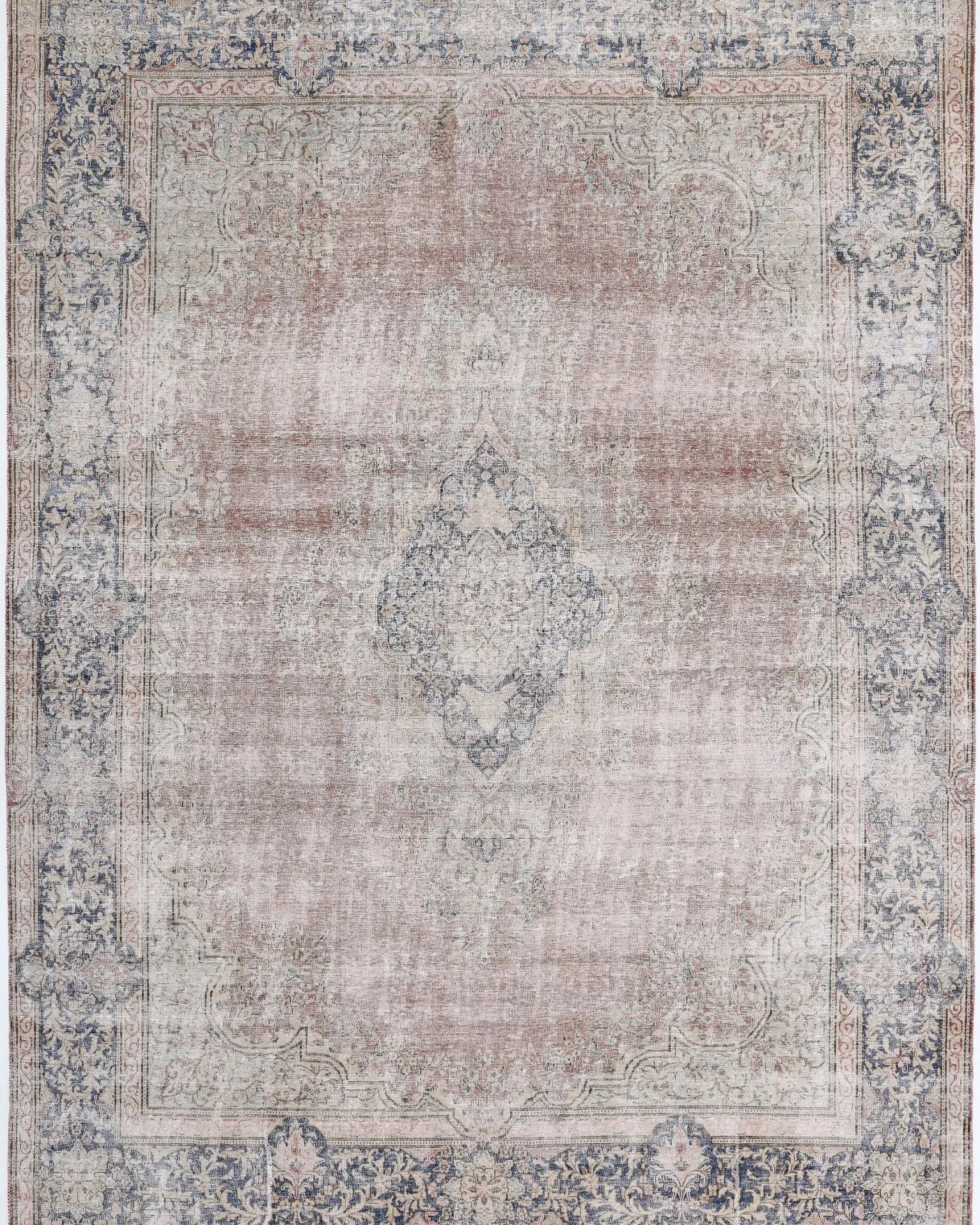 Hand Knotted Vintage Distressed Oriental Tabriz Wool Rug - 9'6'' x 12'9''
