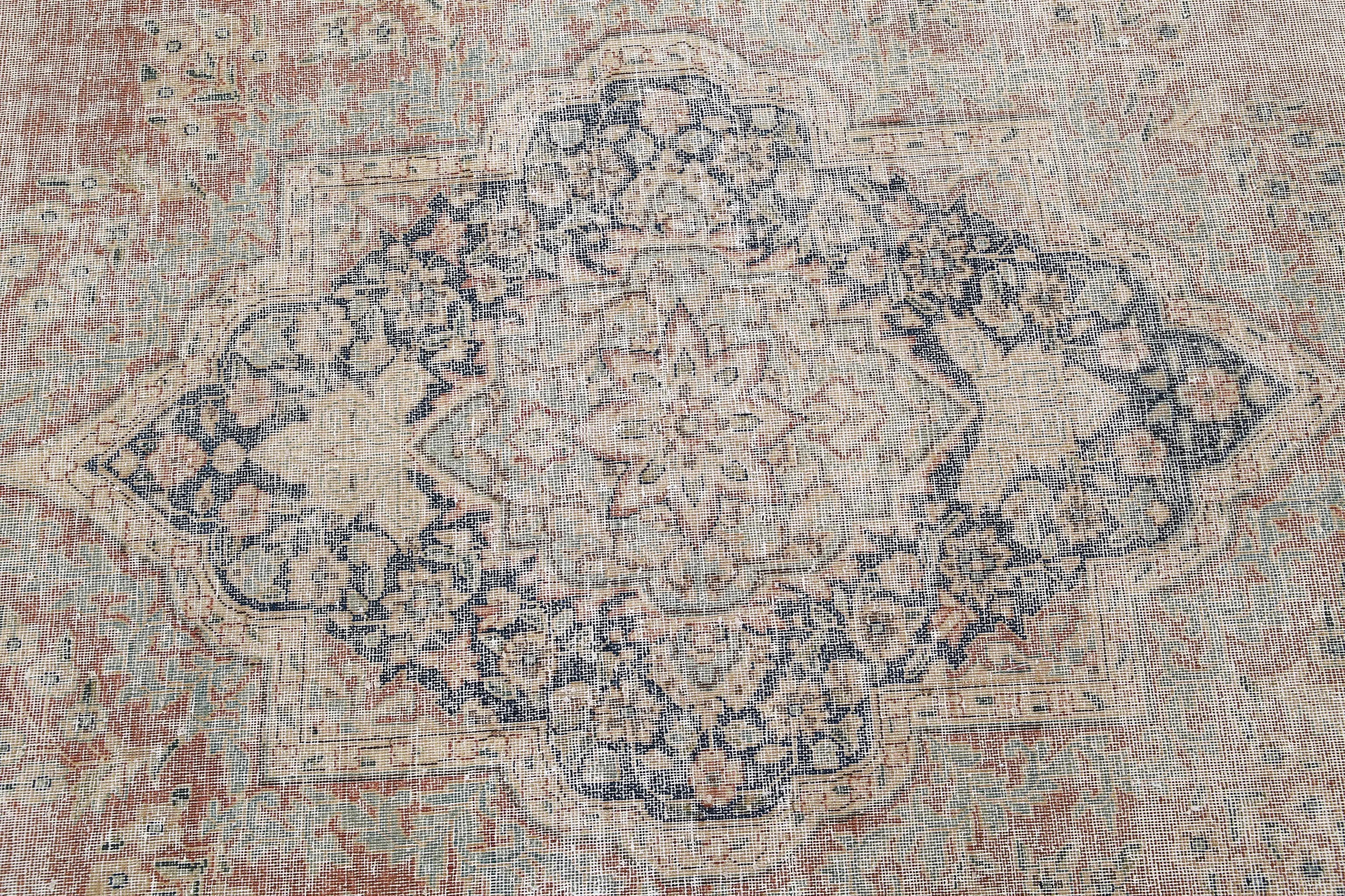 Hand Knotted Vintage Distressed Oriental Tabriz Wool Rug - 9'6'' x 12'9''