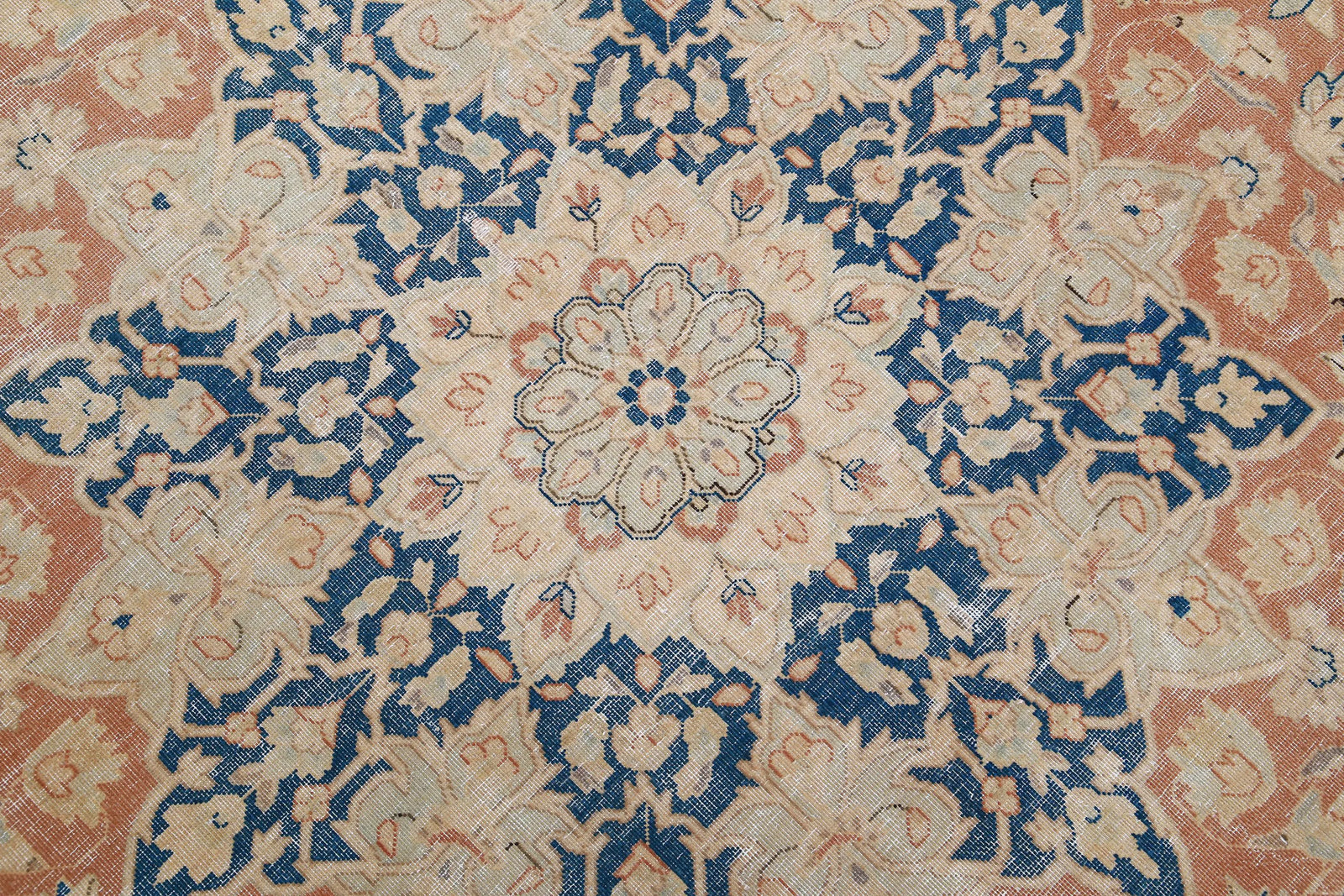 Hand Knotted Vintage Distressed Oriental Tabriz Wool Rug - 9'9'' x 12'11''