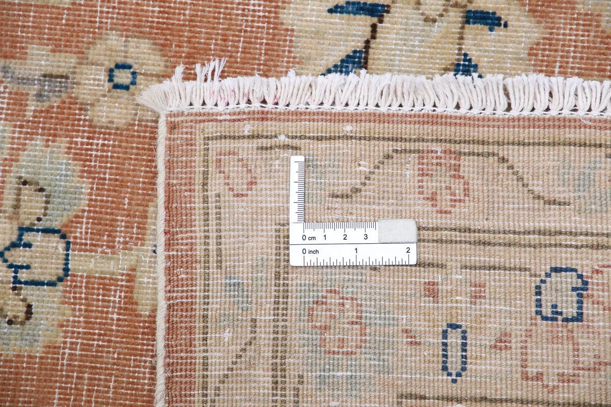 Hand Knotted Vintage Distressed Oriental Tabriz Wool Rug - 9'9'' x 12'11''