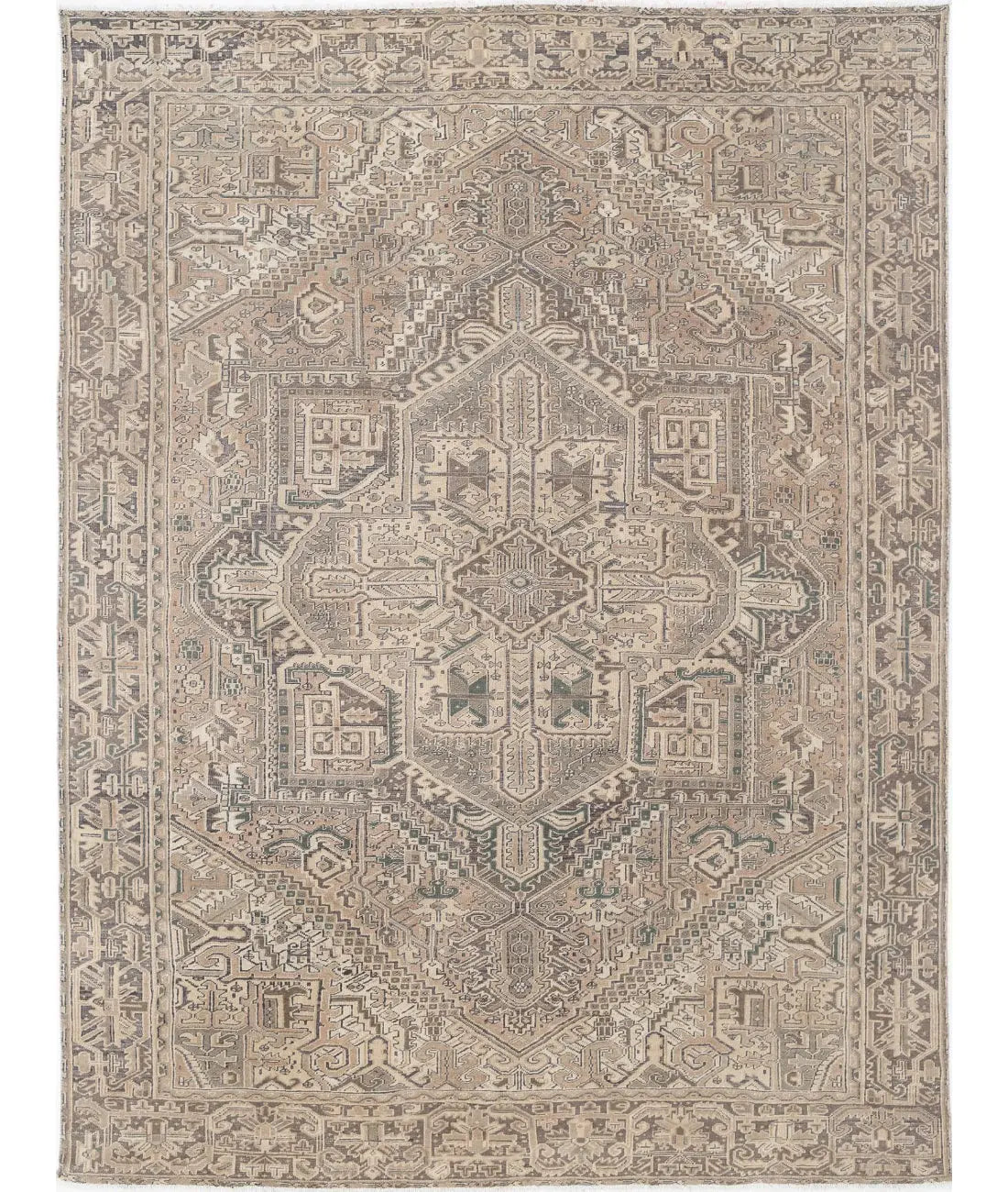 Hand Knotted Vintage Persian Heriz Wool Rug - 9'4'' x 12'8'' - Arteverk Rugs Area rug