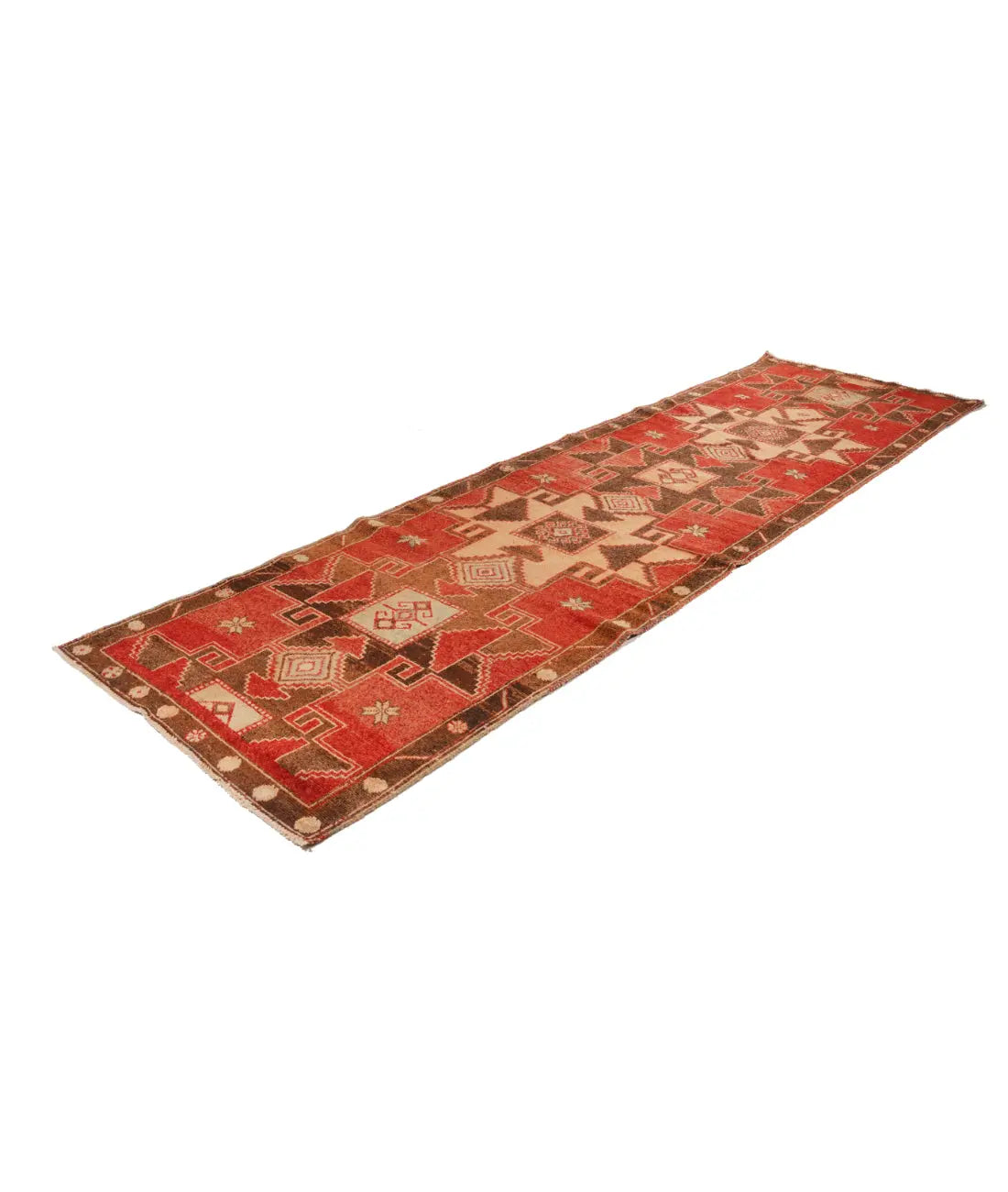 Hand Knotted Vintage Turkish Anatolian Wool Rug - 3'7'' x 12'2'' Arteverk Arteverk Rugs