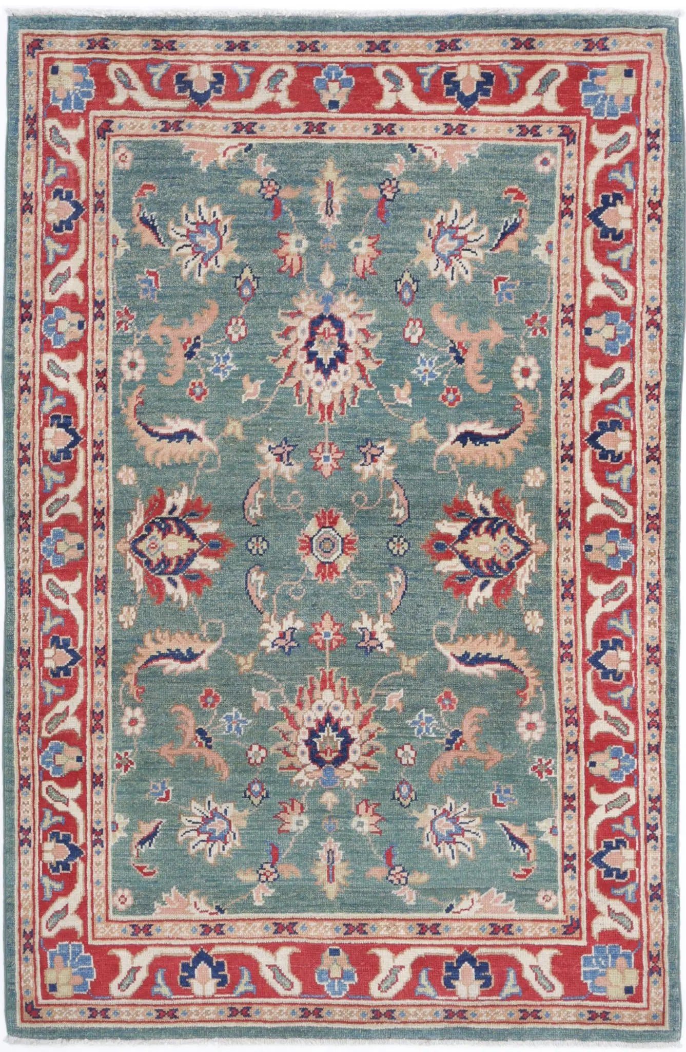 Hand Knotted Ziegler Farhan Gul Wool Rug - 3'10'' x 6'3''
