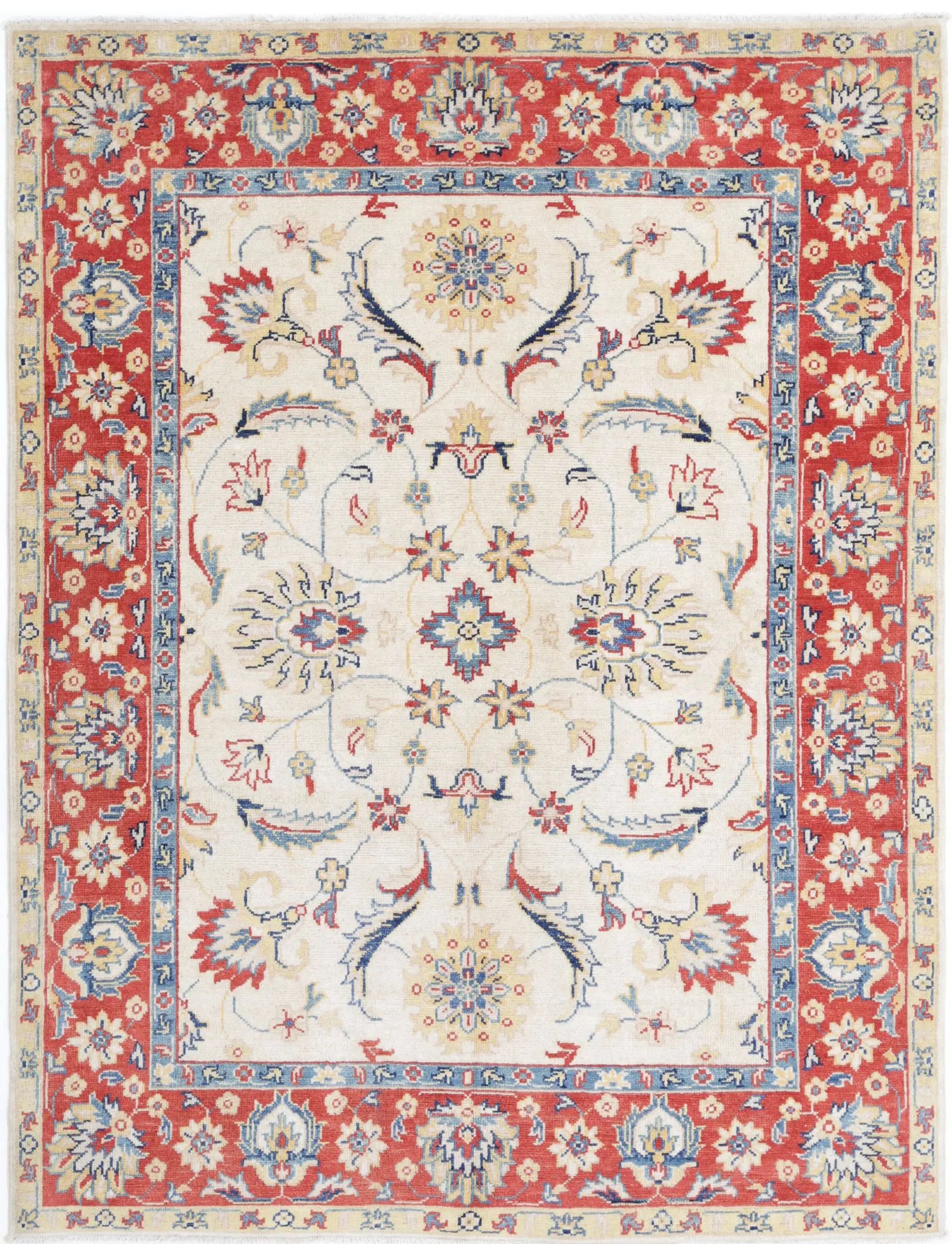 Hand Knotted Ziegler Farhan Gul Wool Rug - 4'10'' x 6'4''