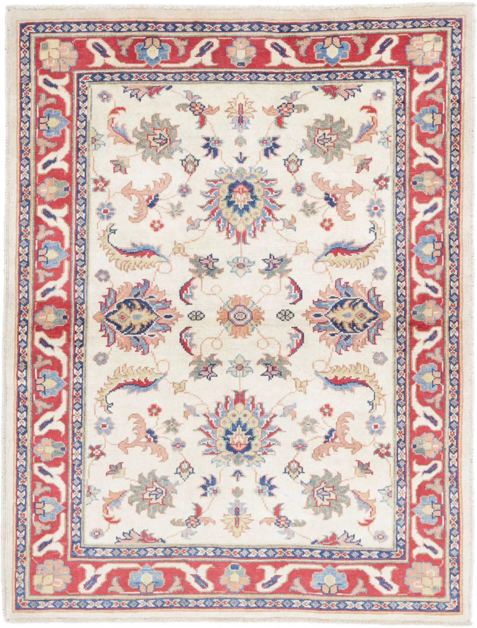 Hand Knotted Ziegler Farhan Gul Wool Rug - 4'2'' x 5'6''