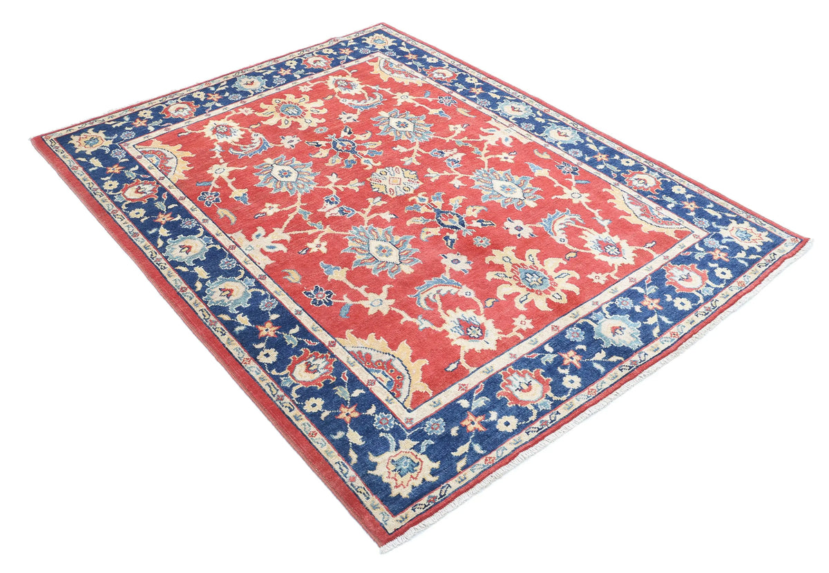 Hand Knotted Ziegler Farhan Gul Wool Rug - 5'0'' x 6'5''