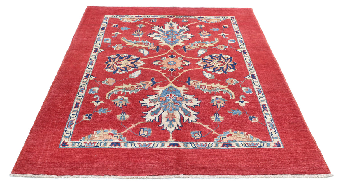 Hand Knotted Ziegler Farhan Gul Wool Rug - 5'1'' x 6'7''