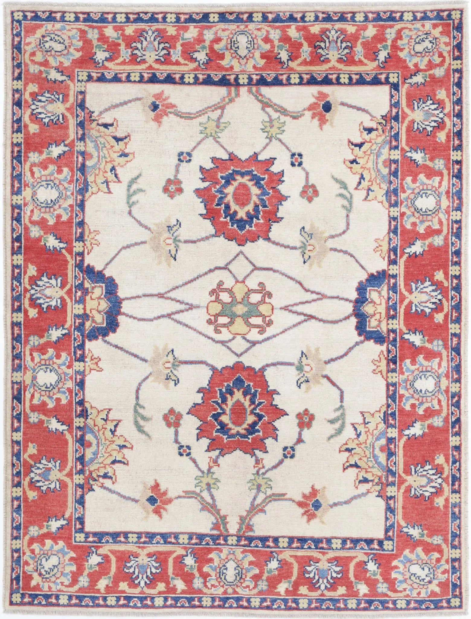 Hand Knotted Ziegler Farhan Gul Wool Rug - 5'1'' x 6'9''