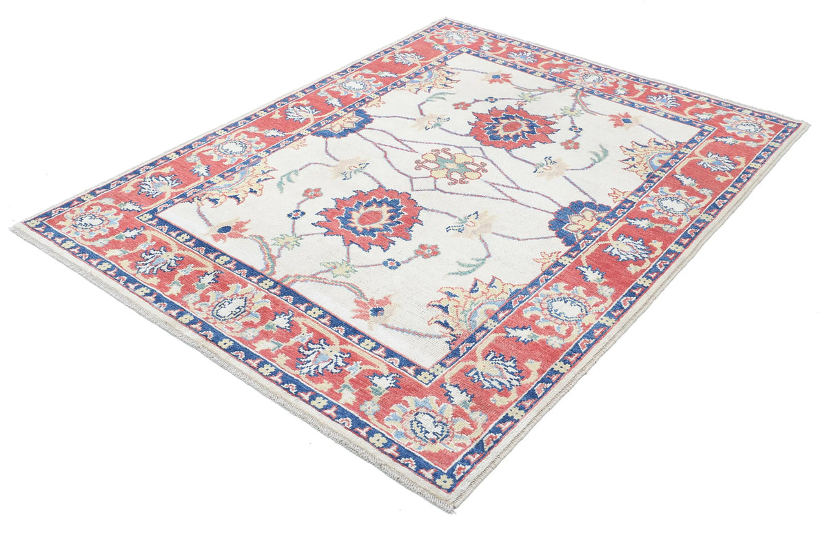 Hand Knotted Ziegler Farhan Gul Wool Rug - 5'1'' x 6'9''