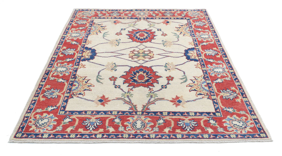 Hand Knotted Ziegler Farhan Gul Wool Rug - 5'1'' x 6'9''