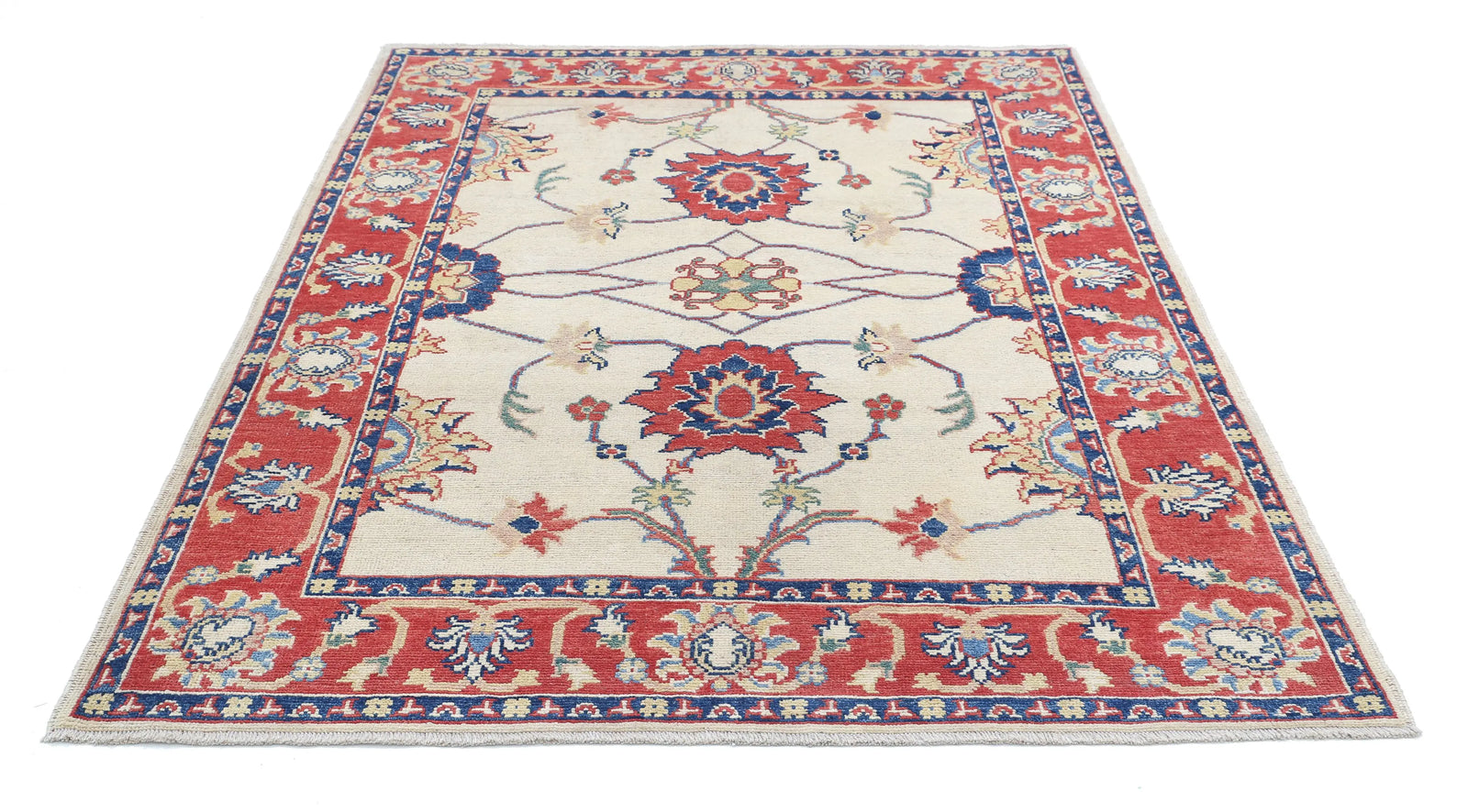 Hand Knotted Ziegler Farhan Gul Wool Rug - 5'1'' x 6'9''