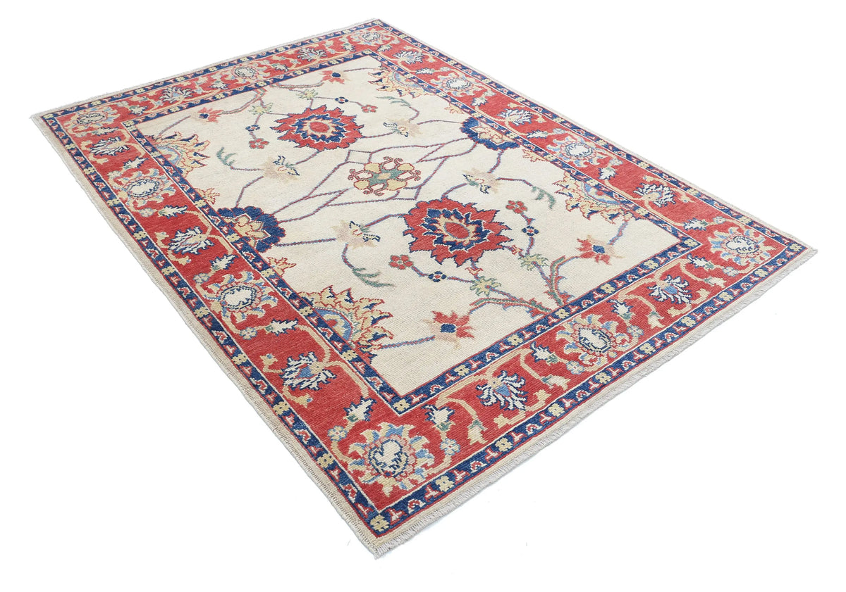 Hand Knotted Ziegler Farhan Gul Wool Rug - 5'1'' x 6'9''