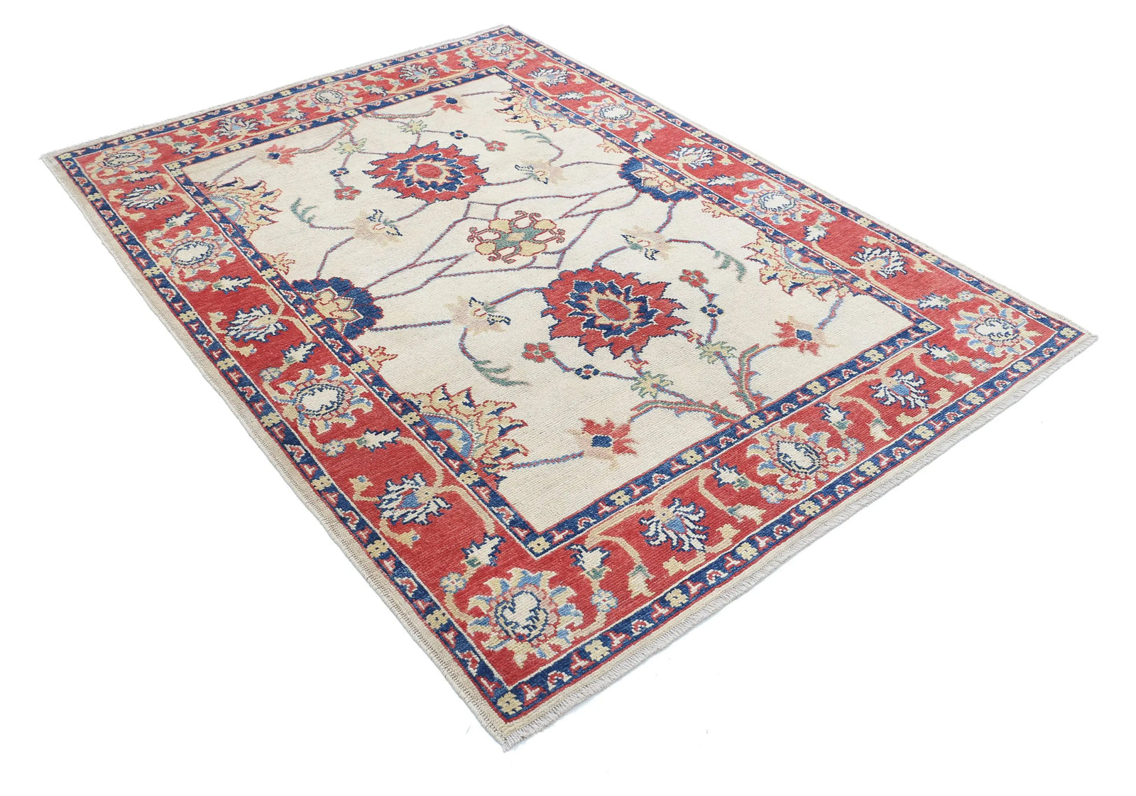 Hand Knotted Ziegler Farhan Gul Wool Rug - 5'1'' x 6'9''